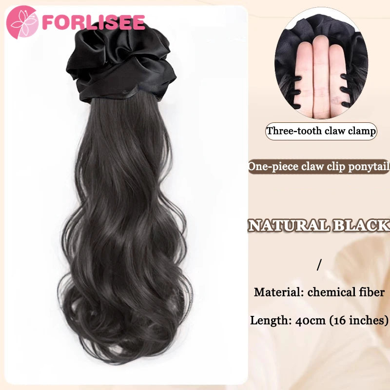 Black Hair Ring Claw Clip Synthetic Autumn And Winter Temperament Korean Style Layered Curly Ponytail Low Tie Natural Ponytail