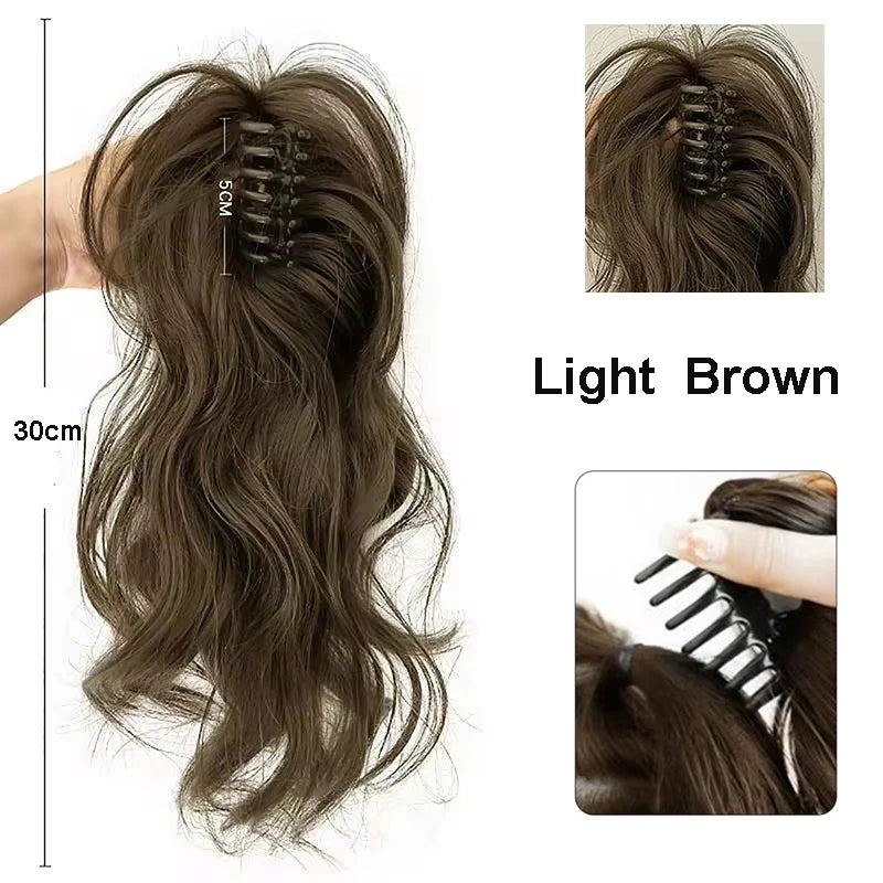12Inch/30CM Synthetic Claw Clip In Ponytail Hair Extensions Short Curly Claw Clip Ponytail For Women Hair Extension Hairpiece
