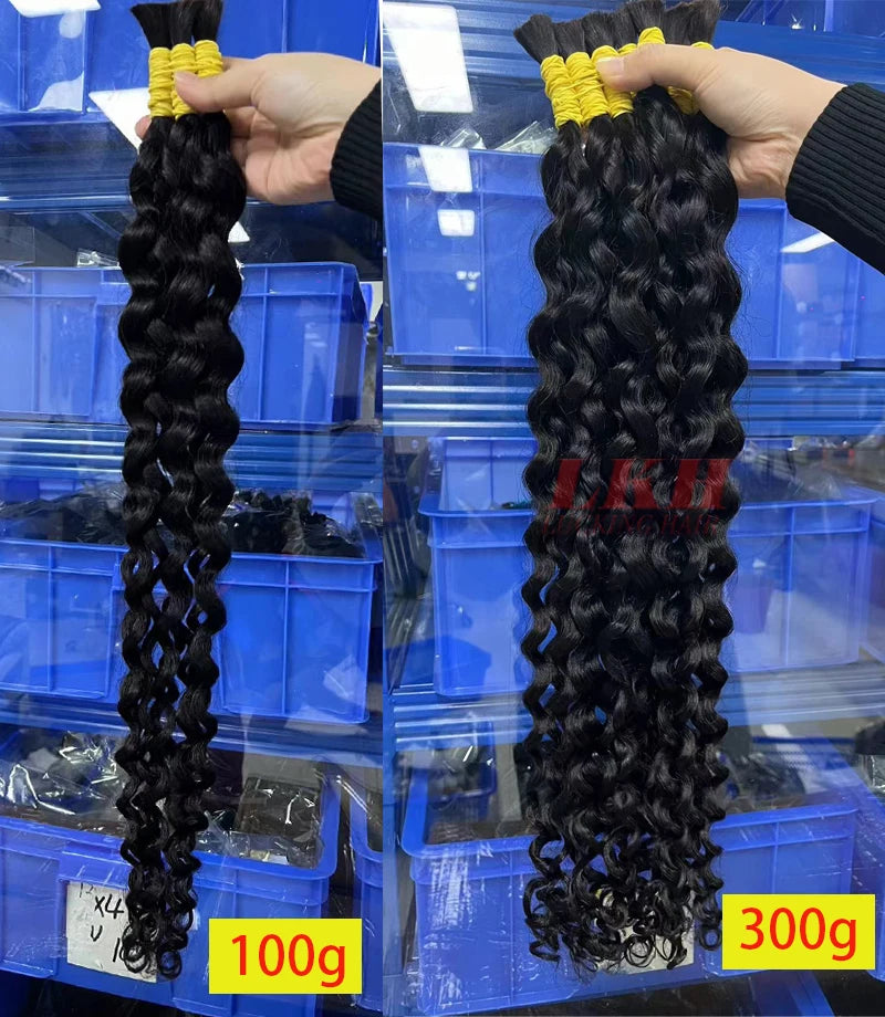 12A Raw Bulk Human Hair Deep Wave For Braiding Deep Wave Burmese Curly No Weft Brazilian Remy Hair Extensions Bundles 100 Grams