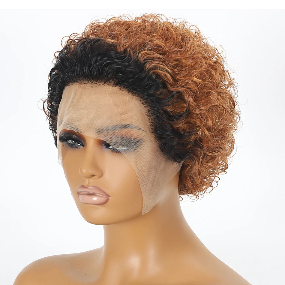 Pixie Cut Wigs 13x2 Lace Frontal Wigs Human Hair Short Kinky Curly Bob Human Hair Wigs For Women Lace Front Human Hair Wigs