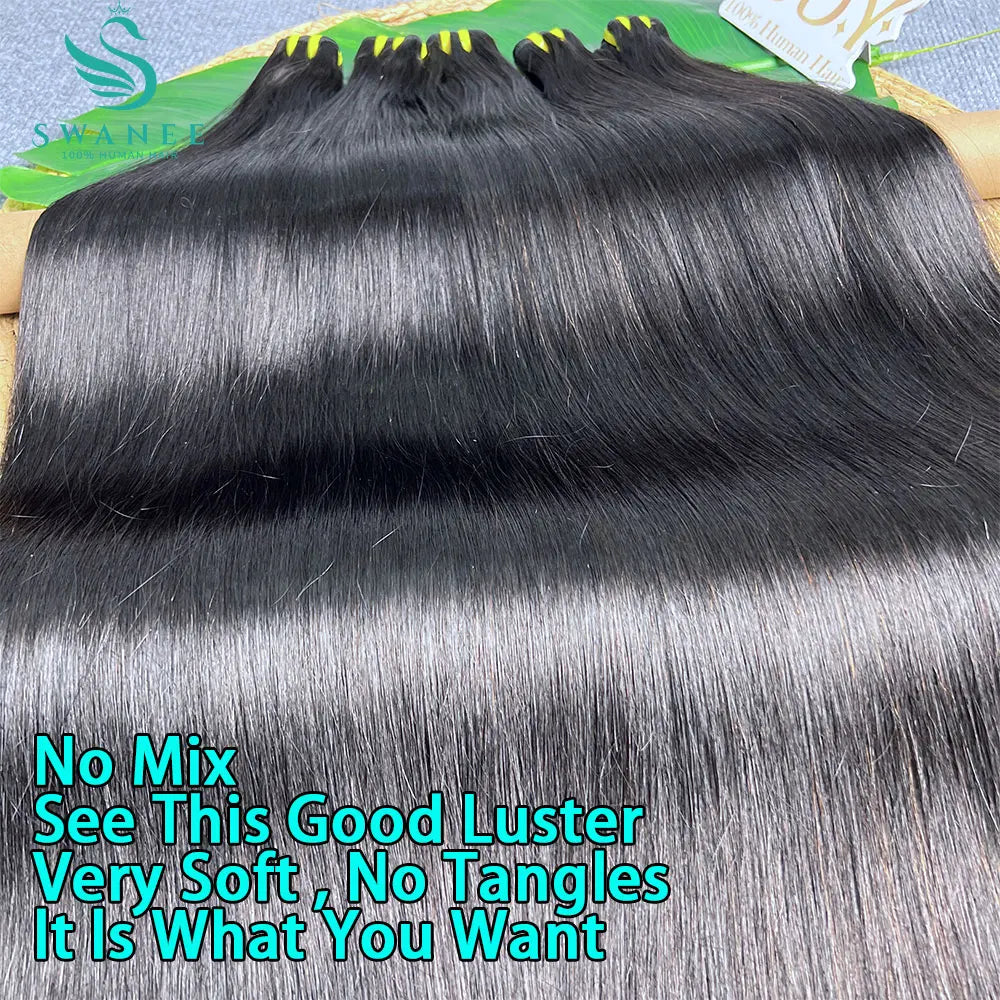 Bone Straight Human Hair Bundles 12A Grade 100% Unprocessed Raw Vietnamese Virgin Weft Hair Extensions #1B Natural Black