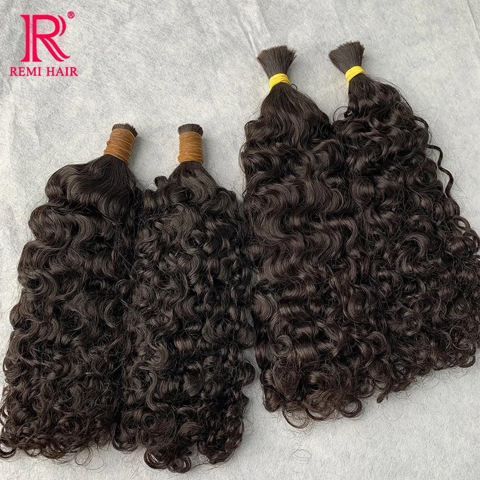 100% Real Human Hair Bulk No Weft Curly Vietnamese Human Hair Extensions Water Wave Weaving Hair for Women Hair Braiding