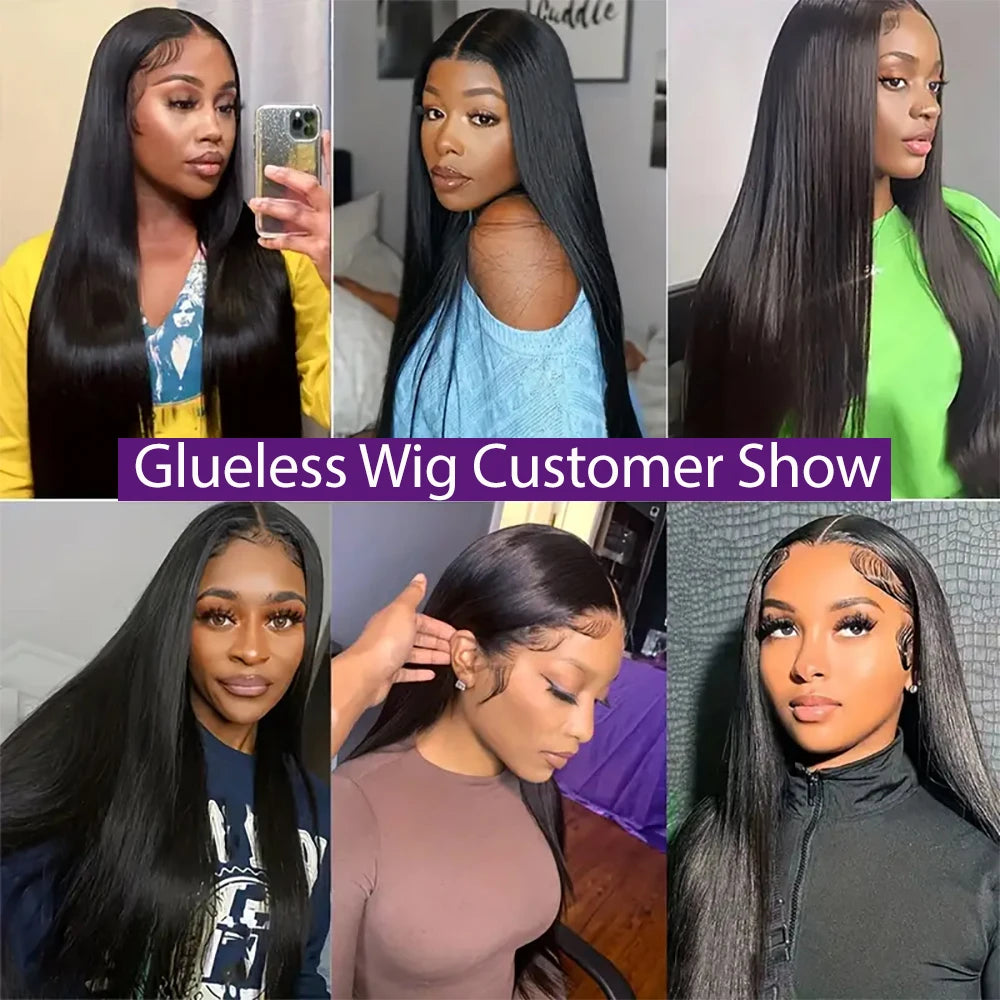 6X4 Glueless Wig Human Hair 4X4 Ready to Wear Wigs Straight Lace Frontal Wig Pre Cut Pre Plucked Ready to Go Wig 3 Days Delivery