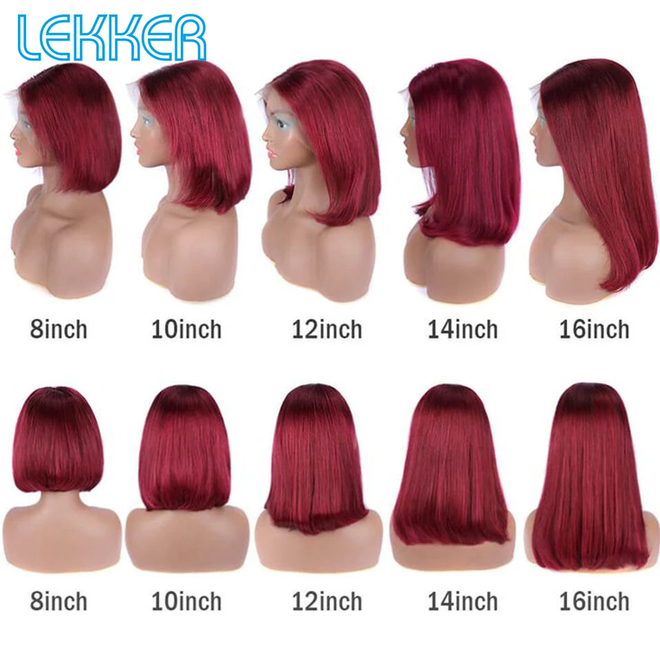 Lekker Highlight Blonde Short Straight Bob 13x6x1 Lace Front Human Hair Wigs For Women Brazilian Remy Hair Colored Glueless Wigs