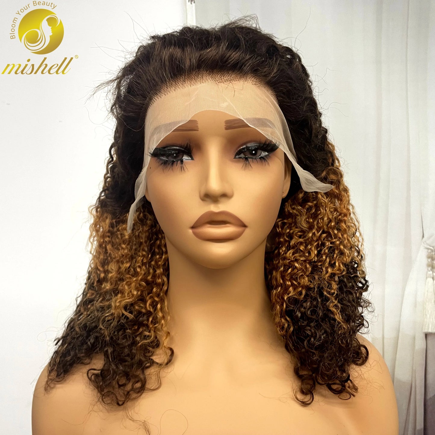 350% Density 13x4 Lace Frontal Pixie Curly Human Hair Wigs 12A Colored Water Wave Raw Burmese Bouncy Curly Hair Wigs for Women