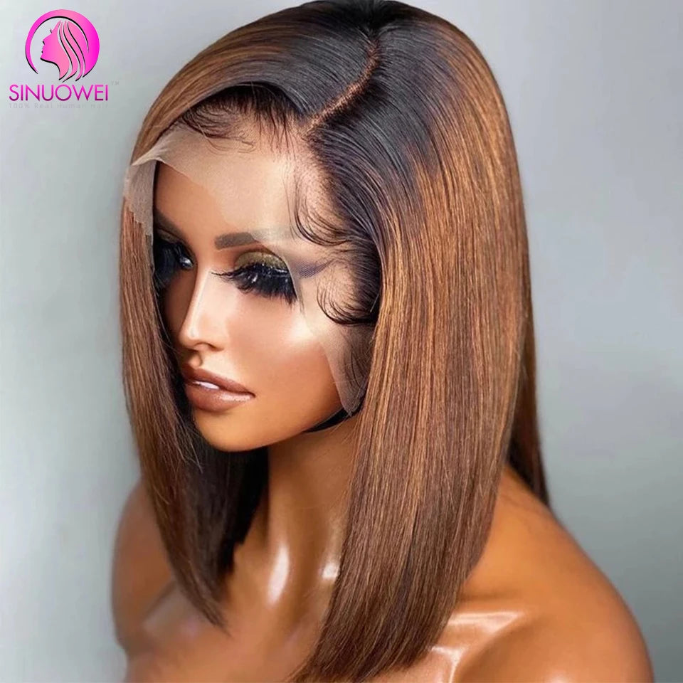 1b/30 Ombre Brown Color 13x4 Lace Short Bob Wig Human Hair Lace Front Wig Remy Hair 4x4 Lace Closure Human Hair Wigs For Woman