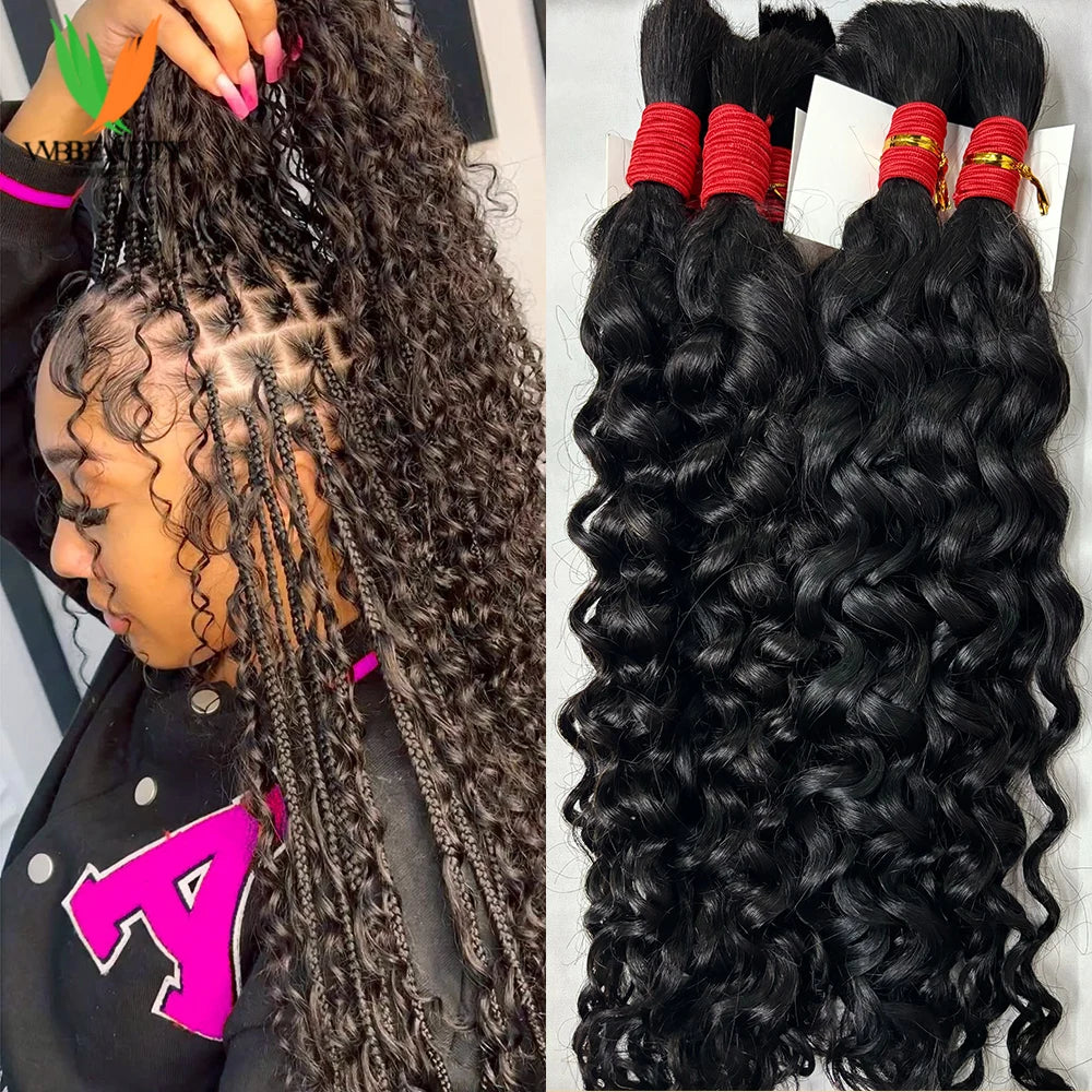 V Beauty Human Hair for Braiding Deep Wave #27 Honey Blonde Bulk Human Hair Bundles No Weft Hair Bulk for Women Hair Extensions