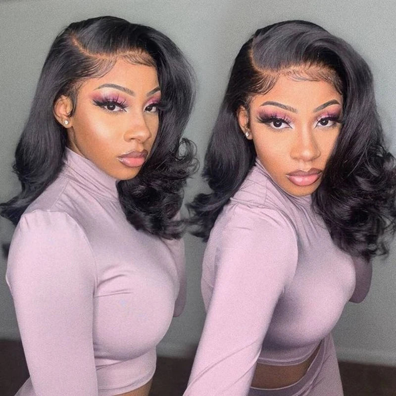 12A Short Loose Body Wave Bob Wig Brazilian Virgin Human Hair Lace Front Wigs 13X4 Transparent Body Wave Frontal Closure Wigs