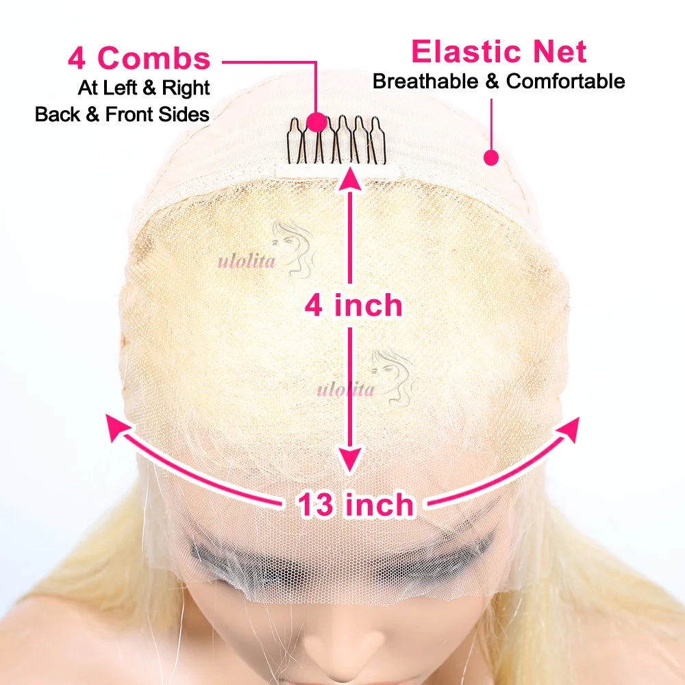 Pixie Cut Wig Brazilian 613 blonde Straight Side Part Wig 13x4 Short Bob HD Transparent Lace Front Human Hair Wig For Women