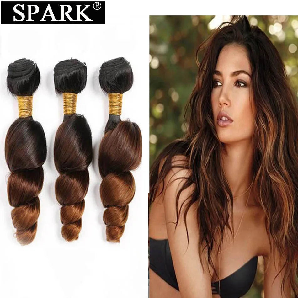 Brazilian Loose Wave Human Hair Bundles 1/3/4pcs Ombre 100% Remy Human Hair Extensions Curly Hair Weave Bundles