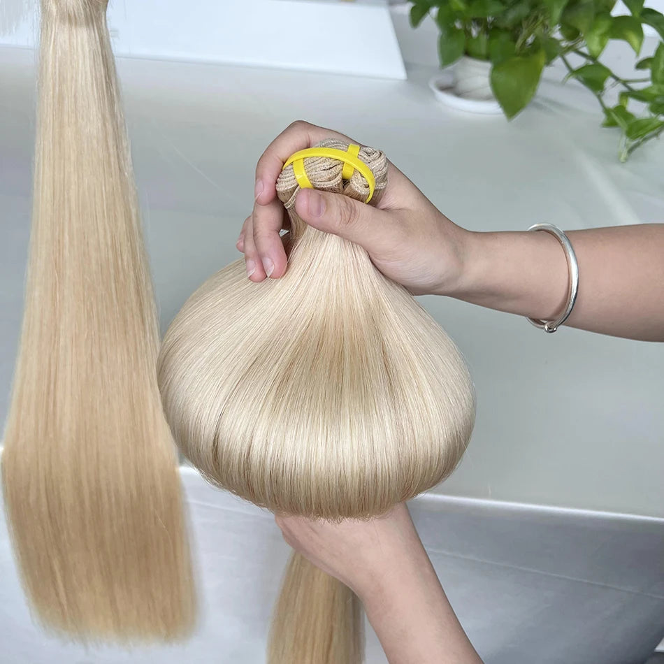 Double Drawn #613 Blonde Colored Bone Straight Human Hair Bundles 1/2/3/4 Pcs 100% Human Hair Weave Hair Extensions For Women