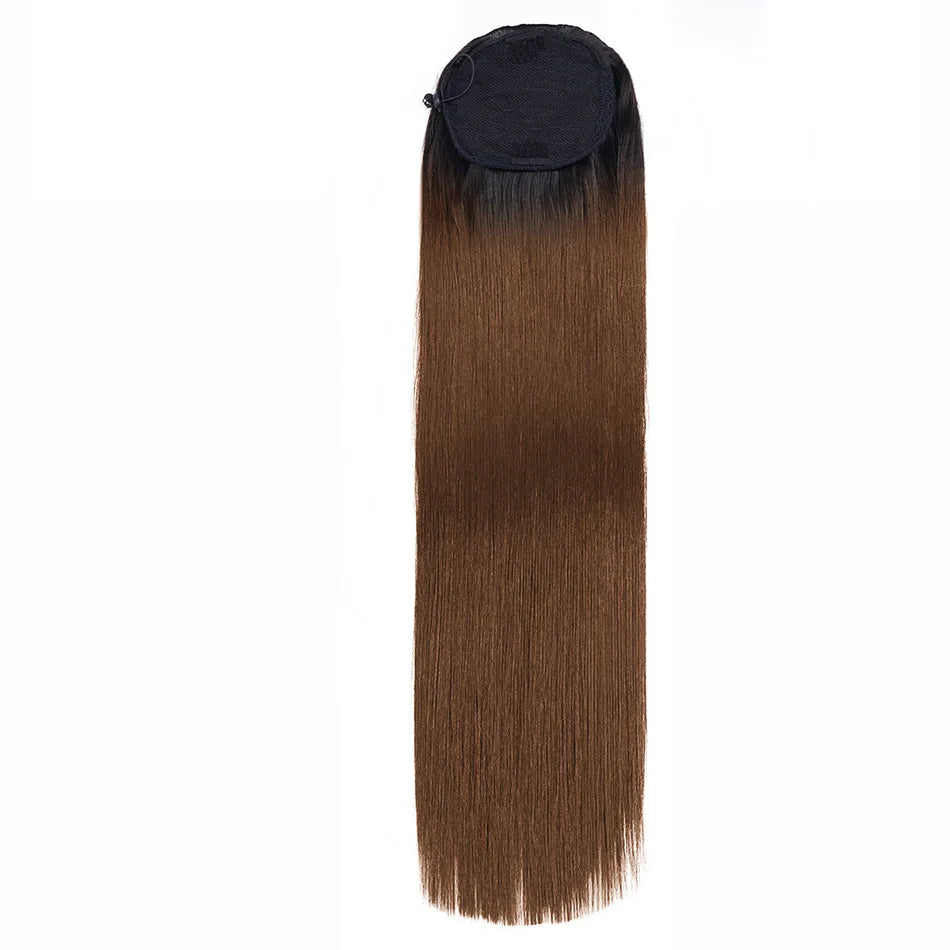 Synthetic Long Straight Ponytail Drawstring Pony Tail 32inch Clip In Hair Extensions for Women Heat Resistant Fake Hair BOOMING