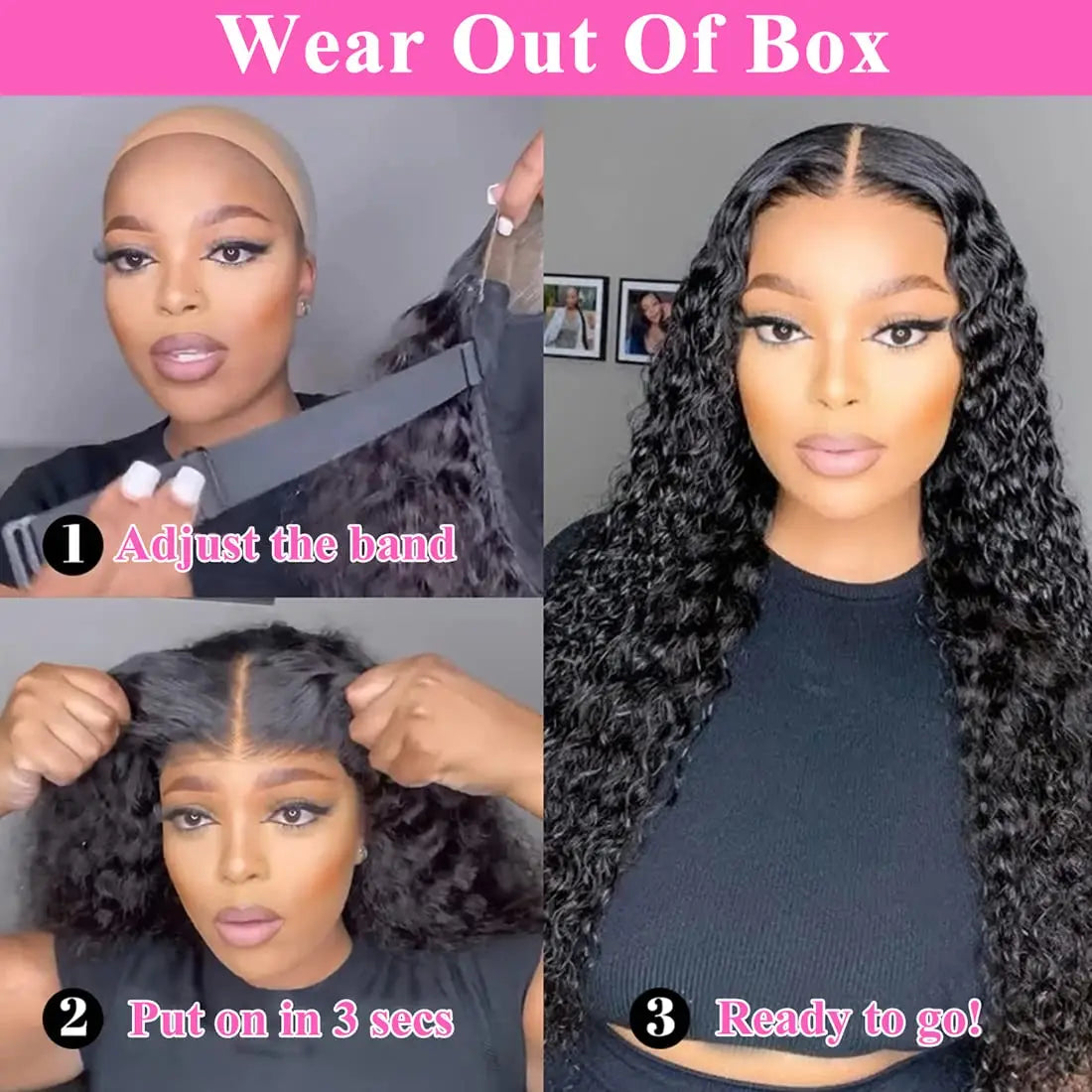 Glueless 5x5 Wig Deep Wave Human Hair Wigs Ready To Wear Pre Cut Lace Wear And Go Glueless Wigs 6x4 Lace Human Hair Wig