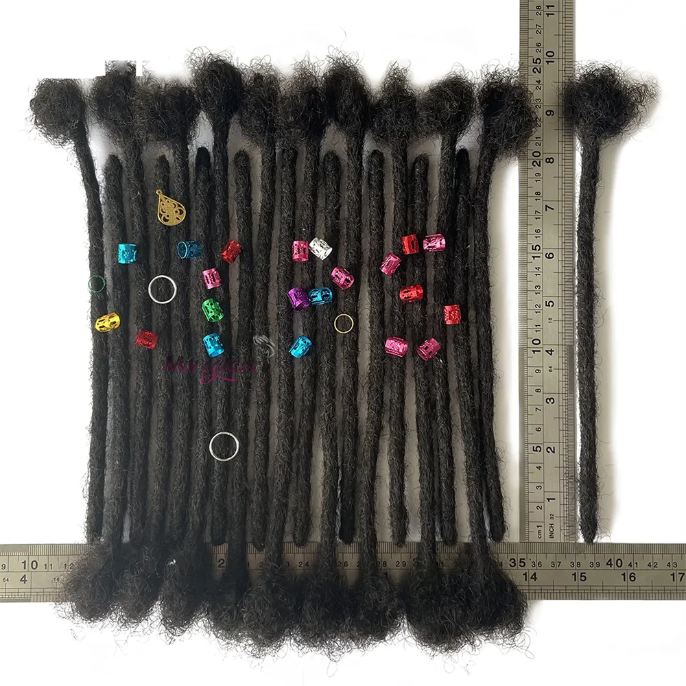 6 Inch 10 Strands Loc Extensions Human Hair 100% Handmade Permanent Dreadlock Extensions for Women Men Can Be Curled and Bleache