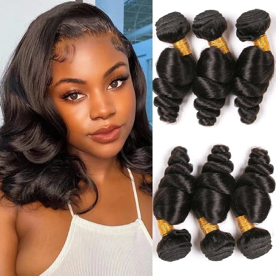 Tissage Loose Wave Bundles Remy Virgin Extension 3Bundles Deal Deep Loose Peruvian Weave Bundles Raw 100% Unprocessed Human Hair
