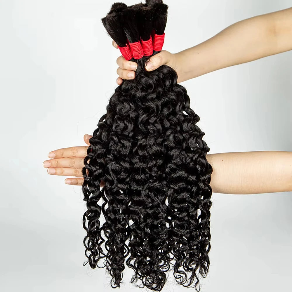 Mambo Human Hair Braiding Bundles Water Wave Hair Braids Extension Deep Wave Bulks Curly Virgin for Boho Braids Human Hair