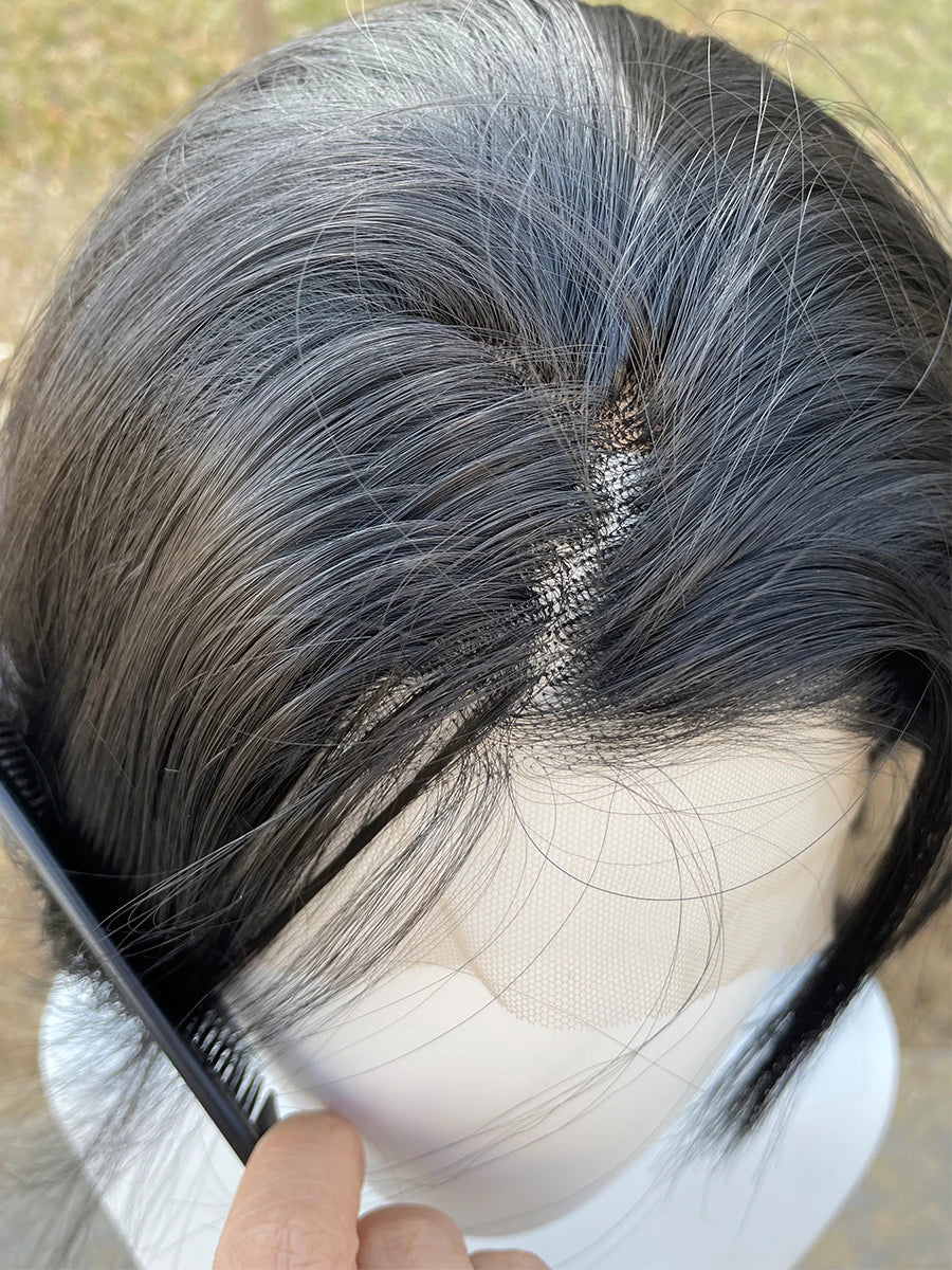 Mullet Cosplay Wigs for Black Women Rocker Men Shoulder Length Synthetic Hair 13X4 Lace Front Wigs Glueless Natural Hairline