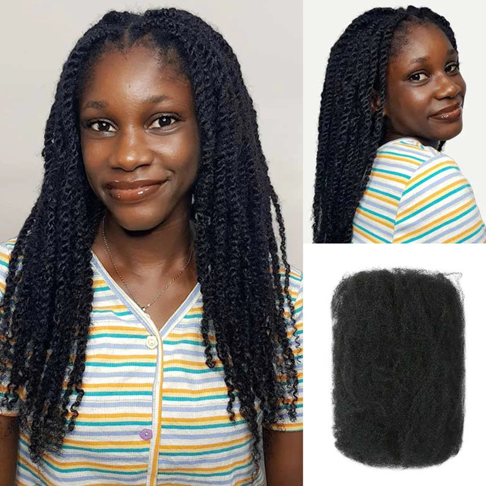 Sleek Afro Kinky Bulk Human Hair Extensions US Local Shipping Natural Black/Brown Lightweight for Braiding Styling Everyday Wear