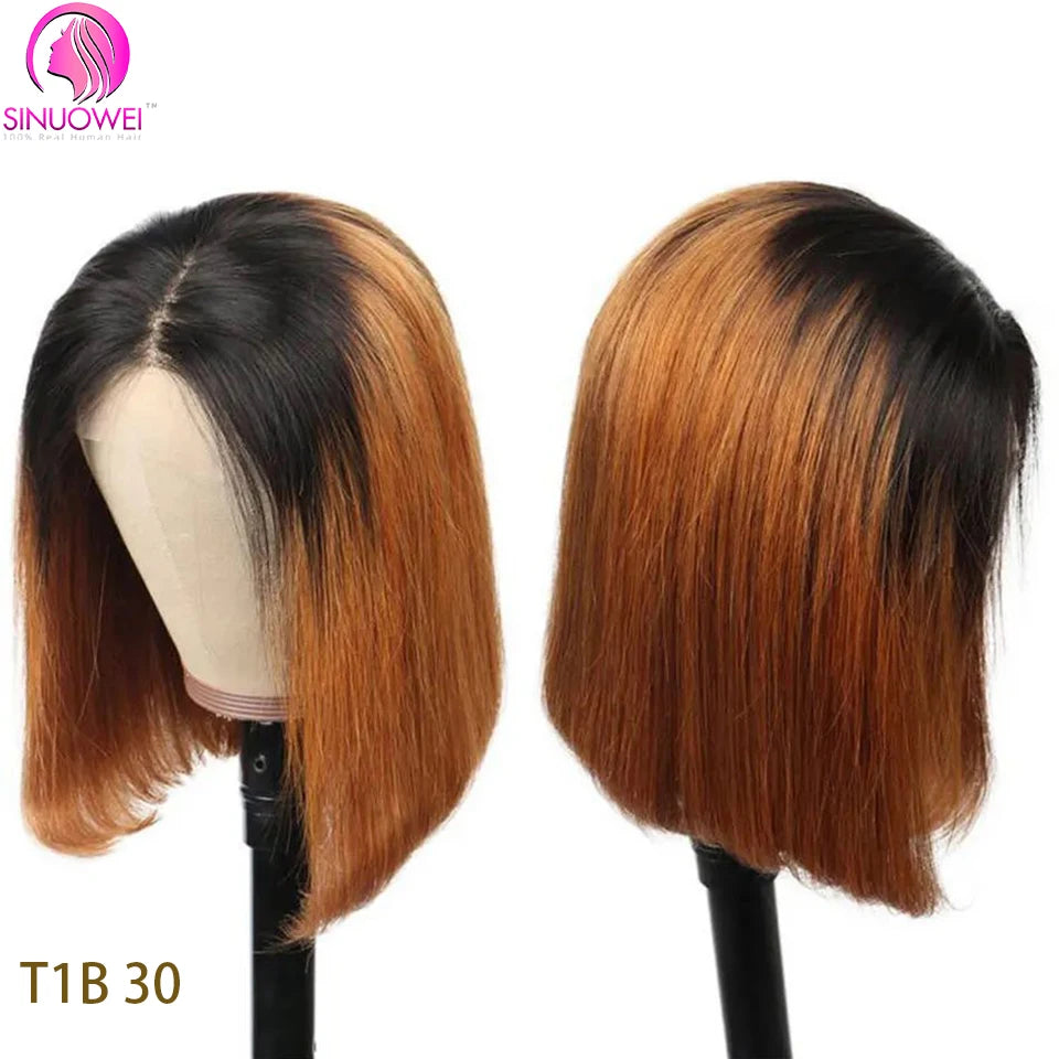 1b/30 Ombre Brown Color 13x4 Lace Short Bob Wig Human Hair Lace Front Wig Remy Hair 4x4 Lace Closure Human Hair Wigs For Woman