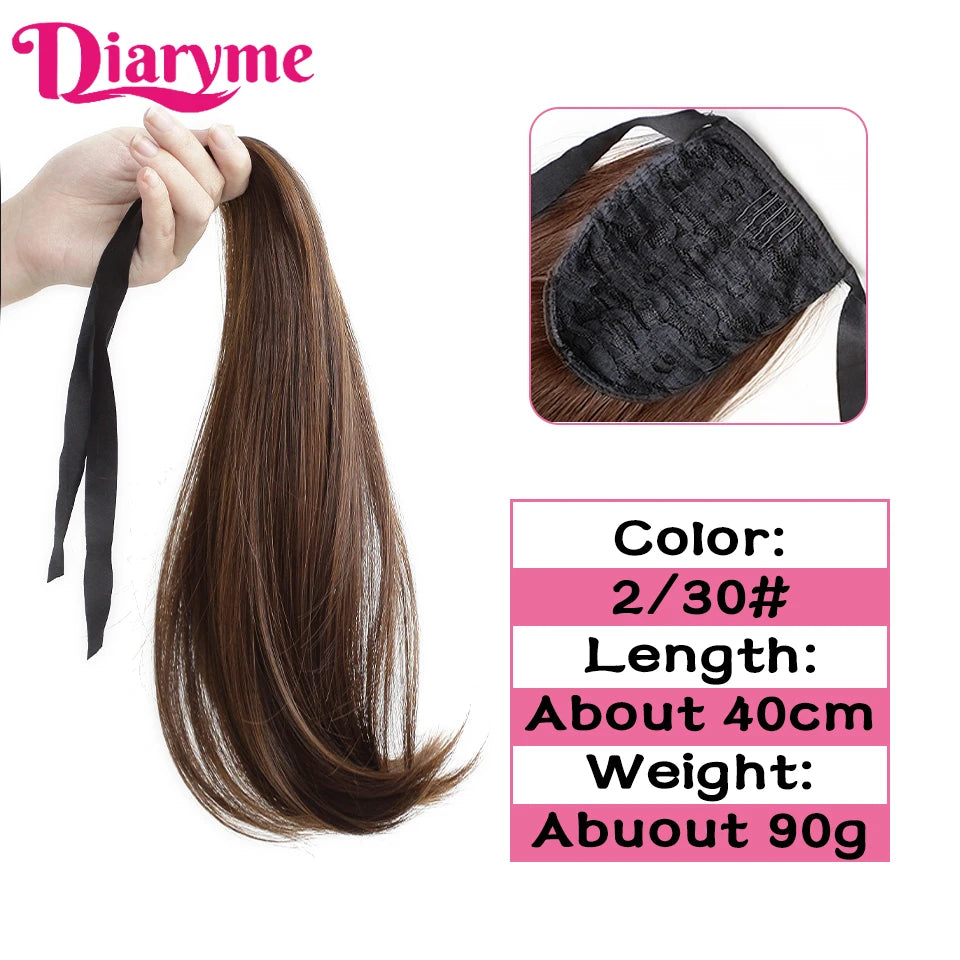 Synthetic Hairpiece Long Ponytail Hair Extensions Black Brown Wigs For Women Heat Reistan Pony Tail Fake Hair Clip In Ponytail