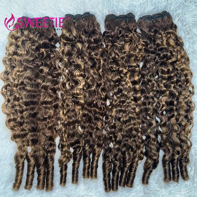 12A Highlight Burmese Pix Curls Human Hair Bundles Deals P4/27 Vietnamese Raw Human Virgin Hair Weave Bundle Colored Human Hair