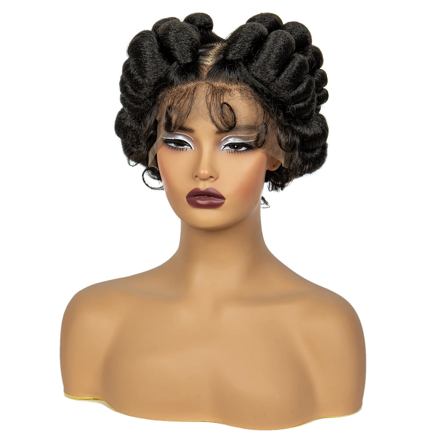 Synthetic Full Lace Handmade Bantu Braided Wigs Short Cute Natural Braided Lace Wigs For Black Women Knotless Braids Wigs