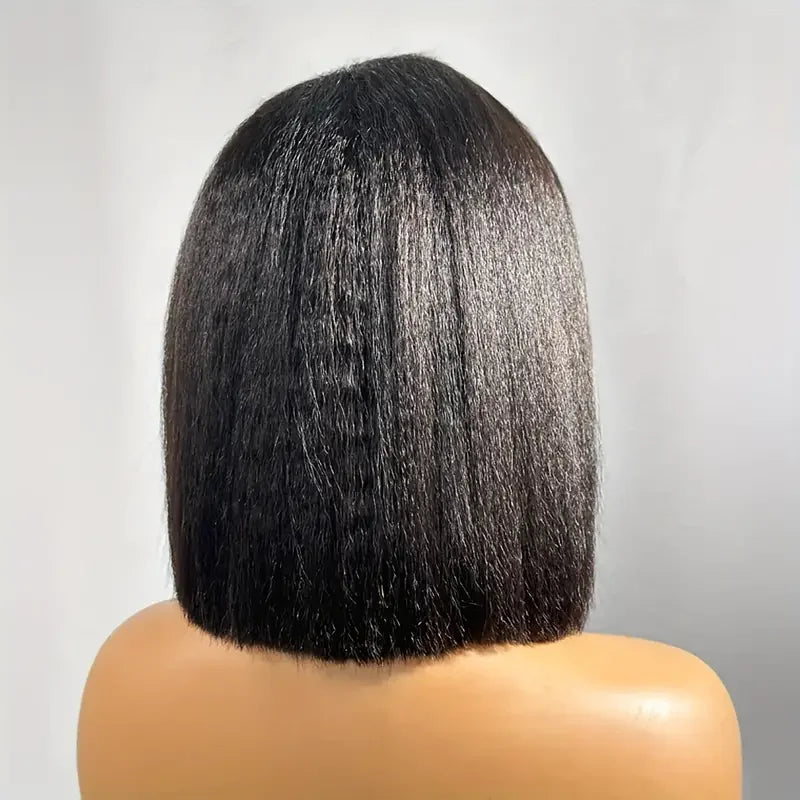 12A Glueless Wigs Malaysian Kinky Straight Lace Front Wigs Human Hair Pre Plucked 13X4 Yaki Straight Lace Frontal Wigs 180%