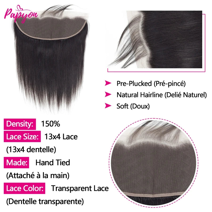 Straight Human Hair Bundles With Closure 6x6 Transparent Lace Closure Frontal Raw Human Hair Weave Bundles with Closure