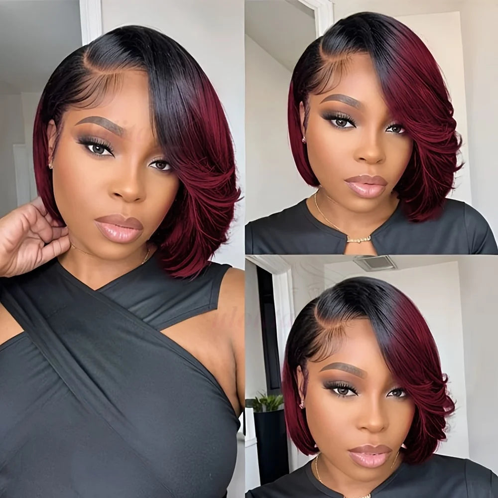 Pixie Cut 13x4 Transparent Lace Front Wigs For Women Short Bob Wig Brazilian Pre Plucked Lace Frontal Human Hair Wig 200 Density