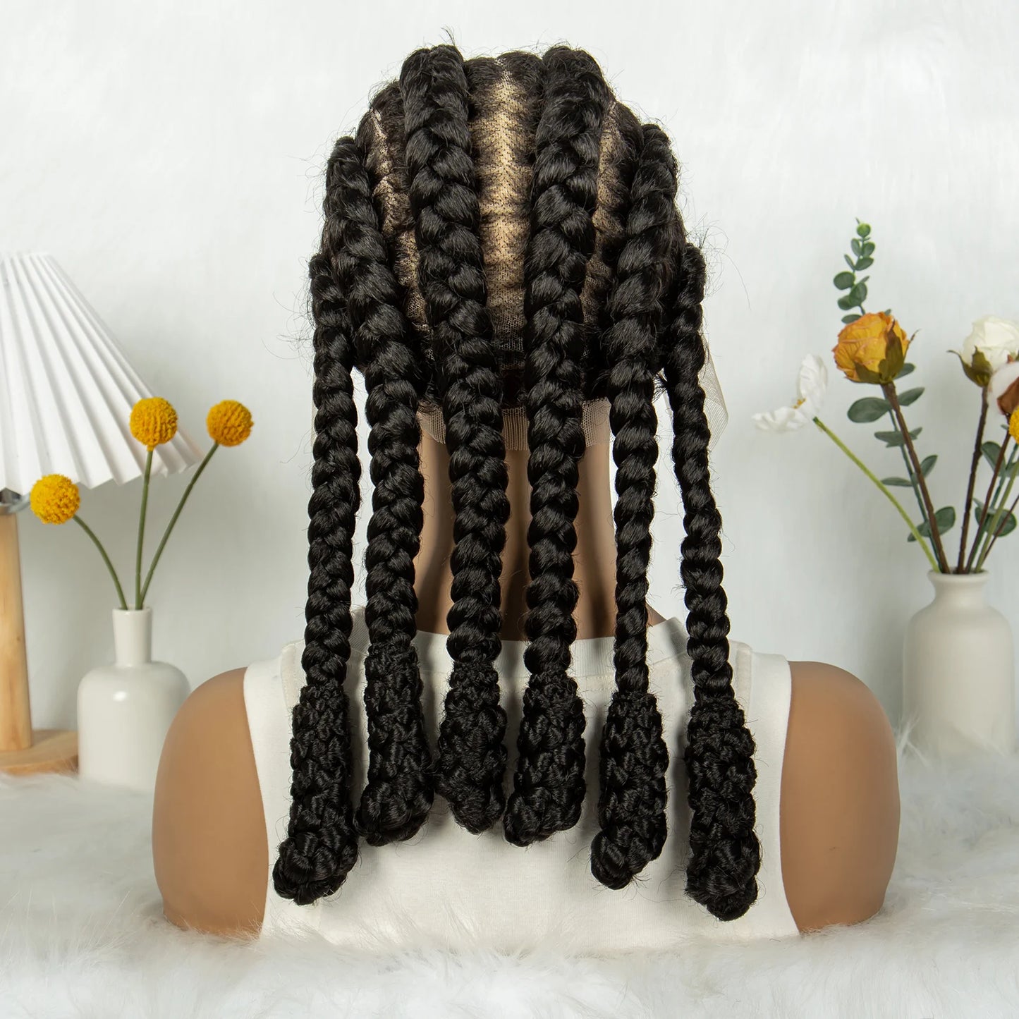 KIMA Cornrow Box Braided Wig Synthetic Full Lace Wigs for Africa Women Men Braids Wig with Baby Hair
