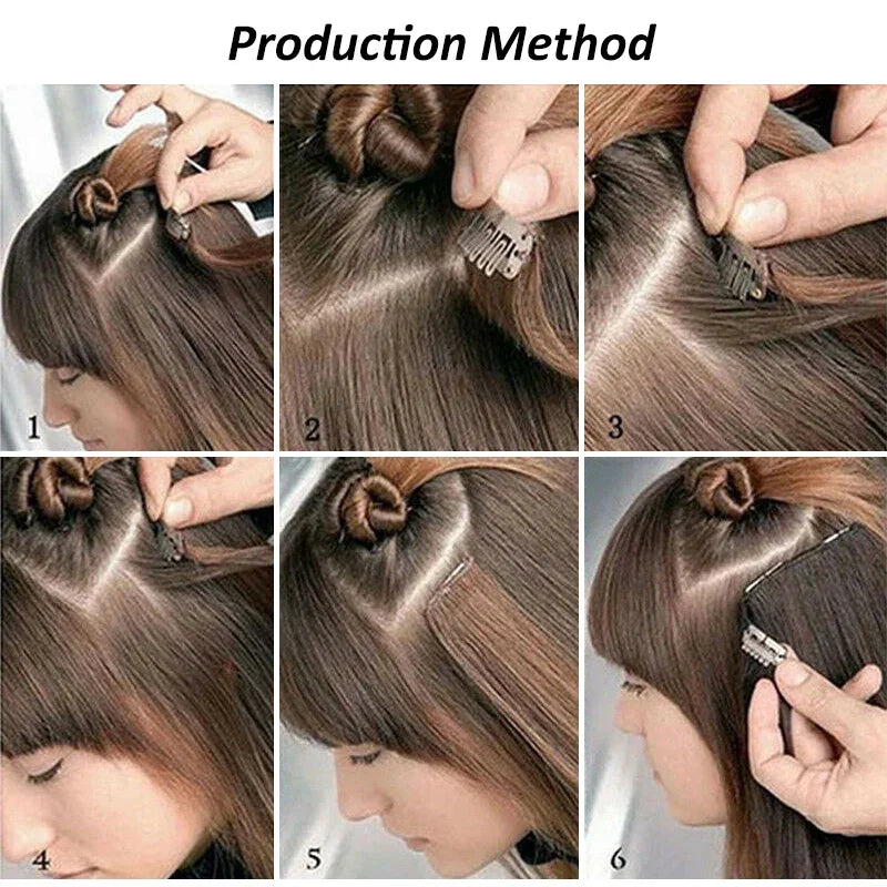 6Pieces/Set Synthetic 24Inch Long Straight Hair Extension Silky Hairpiece for Women