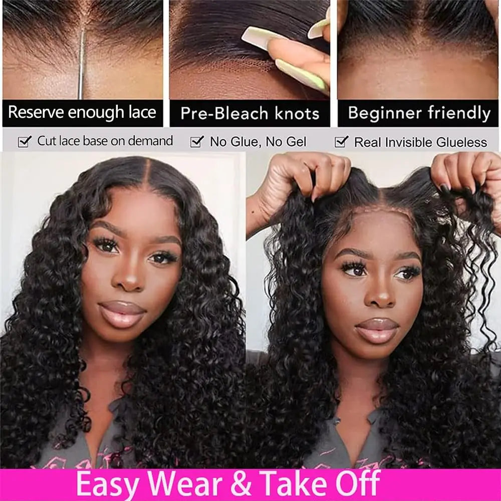 Glueless 5x5 Wig Deep Wave Human Hair Wigs Ready To Wear Pre Cut Lace Wear And Go Glueless Wigs 6x4 Lace Human Hair Wig