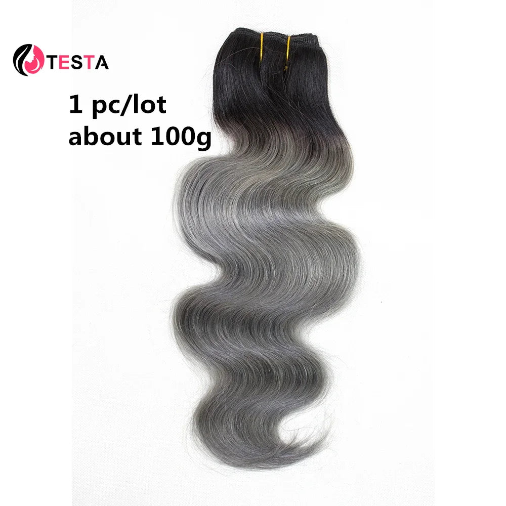 Remy Brazilian Human Hair Colored Dark Gray With Black Roots Body Wave Hair Extension Ombre Color Bundles