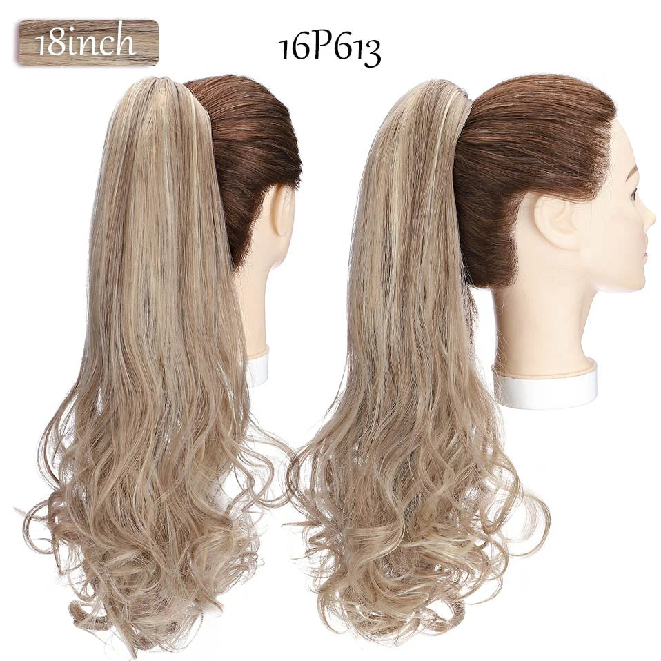S-noilite Synthetic 18-26inch Claw Clip On Ponytail Hair Extension Ponytail Extension Hair For Women Pony Tail Hair Hairpiece
