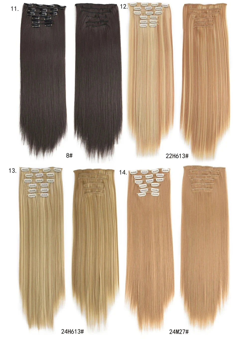Clip in Hair Extensions Synthetic 24Inch Long Invisible Natural Straight 6 PCS Thick Seamless Clip on Hair Extensions for Women