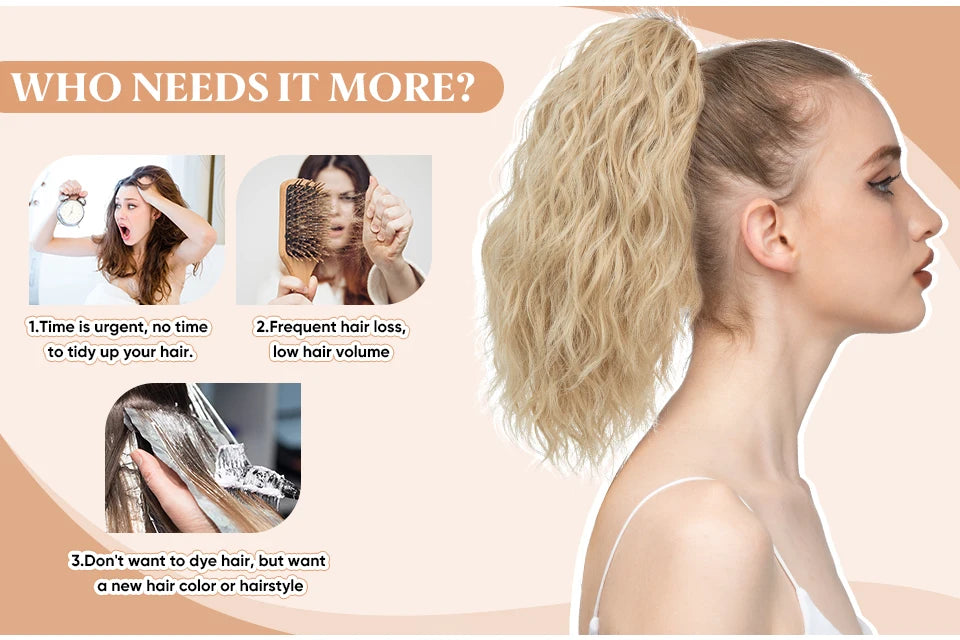 13Inch Premium Synthetic Curly Claw Clip In Ponytail Blonde Brown Short Hairpiece Fake Hair False Pigtail Hair Extensions P064