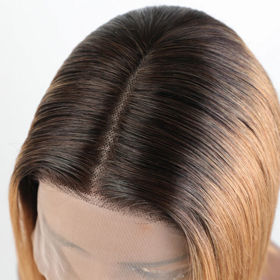 Lekker Highlight Blonde Short Straight Bob 13x6x1 Lace Front Human Hair Wigs For Women Brazilian Remy Hair Colored Glueless Wigs