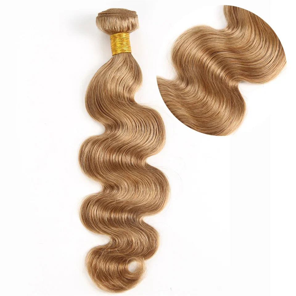 Double Weft Color 8 Ash Blonde #30 #4 Brown Pure Color Remy Human Hair Bundles Extension Body Wave Wholesale