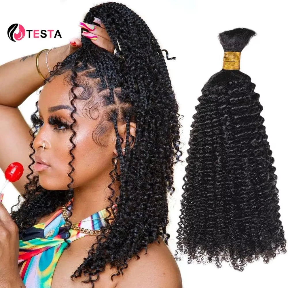 Bulk Human Hair For Braiding Jerry Curly Remy Indian Hair 10-28 Inches No Wefts Natural Color Hair Extension For Women 100g/pcs