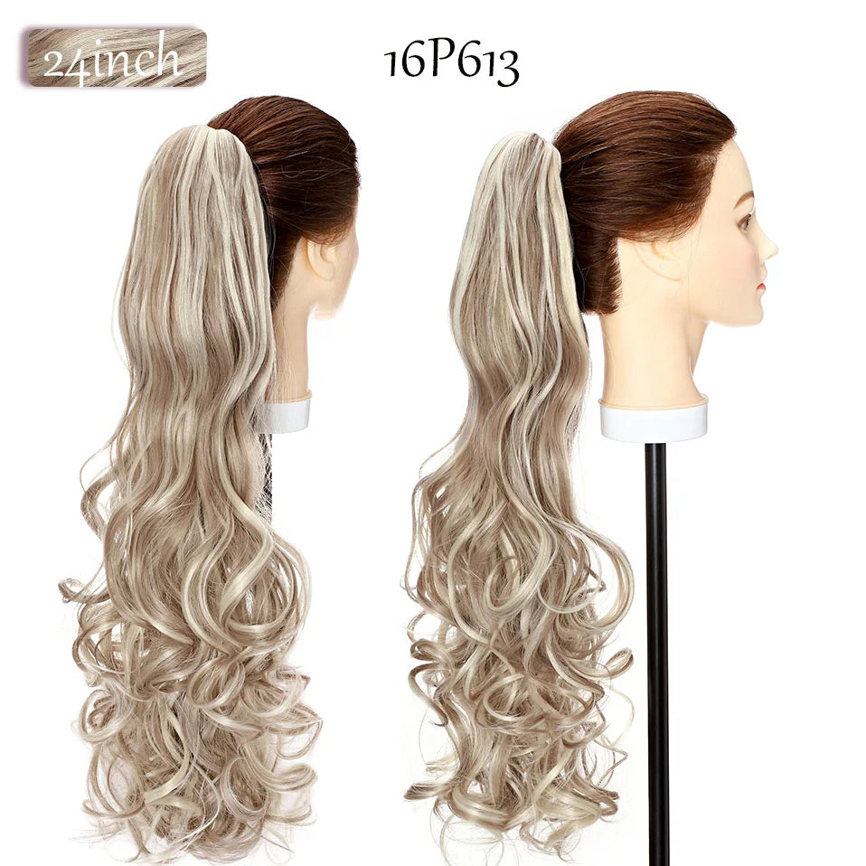 S-noilite Synthetic 18-26inch Claw Clip On Ponytail Hair Extension Ponytail Extension Hair For Women Pony Tail Hair Hairpiece