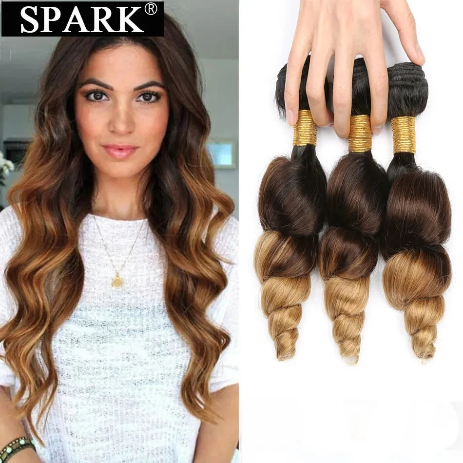 Brazilian Loose Wave Human Hair Bundles 1/3/4pcs Ombre 100% Remy Human Hair Extensions Curly Hair Weave Bundles