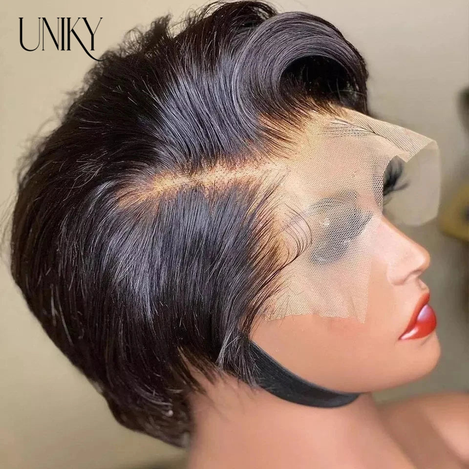 Pixie Cut Wigs Human Hair Wigs For Women straight Short Bob Wig Brazilian PrePlucked 13x4 Lace Frontal Human Hair Wig 180Density