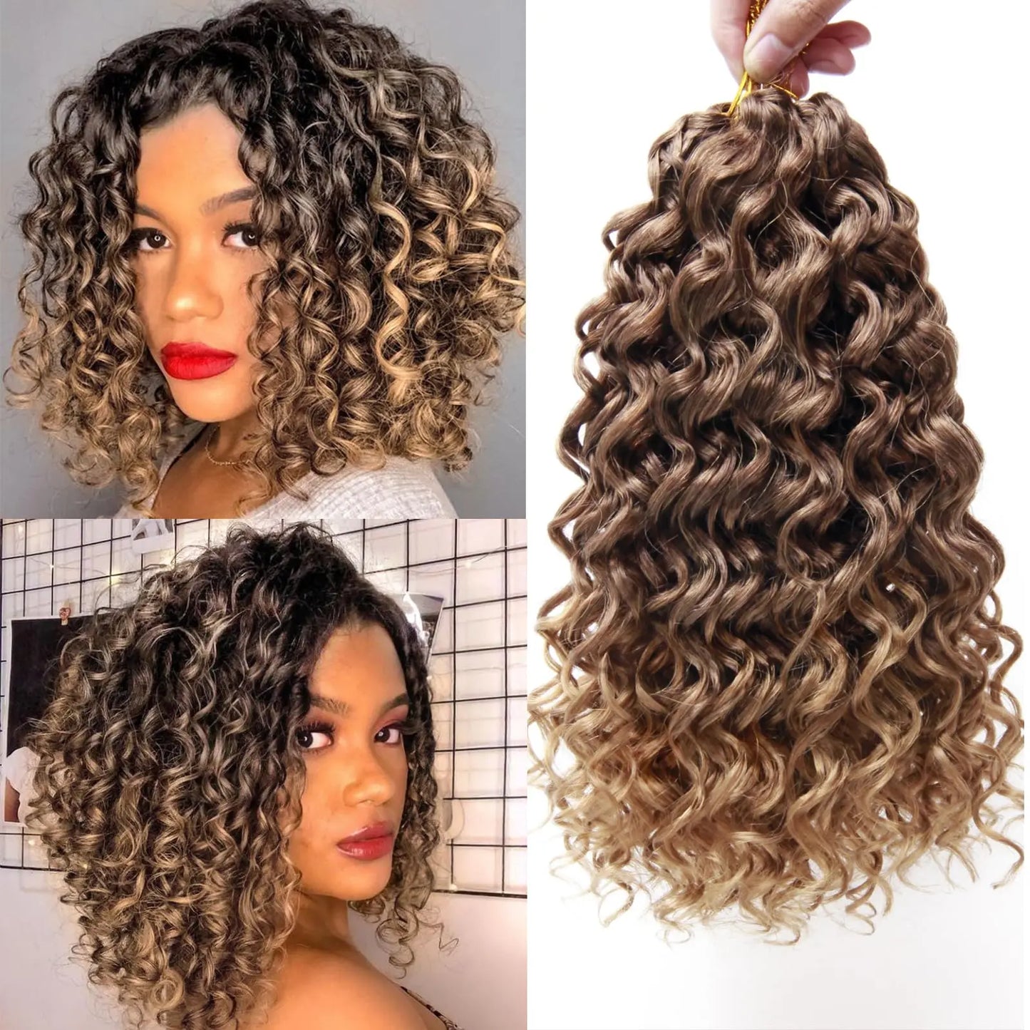 12"GoGo Curl Crochet Hair Short Curly Crochet Hair for Women Water Wave Deep Twist Crochet Braids Synthetic Braiding Hair