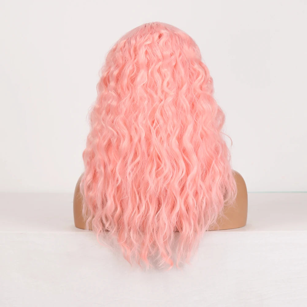 Light Blue Wig Synthetic Lace Front Wig Free Long Loose Curly Lace Wigs Glueless Synthetic Hair Wig Blue Cosplay Wig