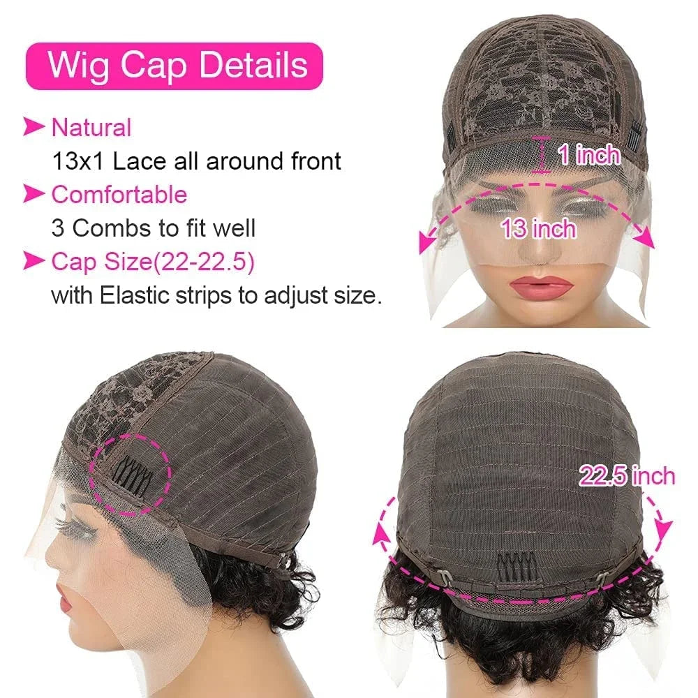 Pixie Cut Wigs 13x2 Lace Frontal Wigs Human Hair Short Kinky Curly Bob Human Hair Wigs For Women Lace Front Human Hair Wigs