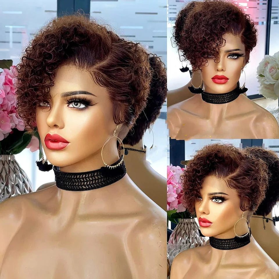 Black Pearl Pixie Wig Short Bob Wigs Curly Wigs Human Hair Wigs For Women 13x6x1 Lace Front Wigs Pelucas De Cabello 100 Humano