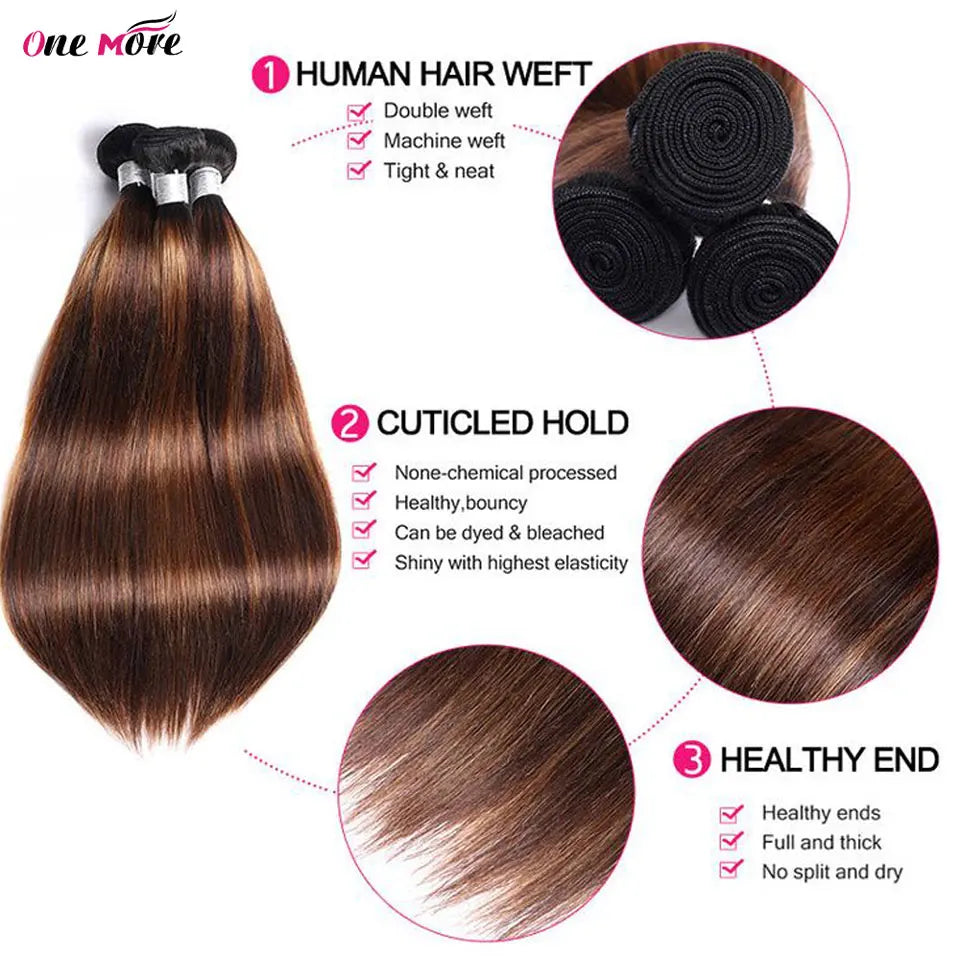 FB30 Highlight Straight Bundles 100% Human Hair Bundles Brown Brazilian Hair Weave Bundle 30 32 inch 1 3 4 Remy Hair Bundles