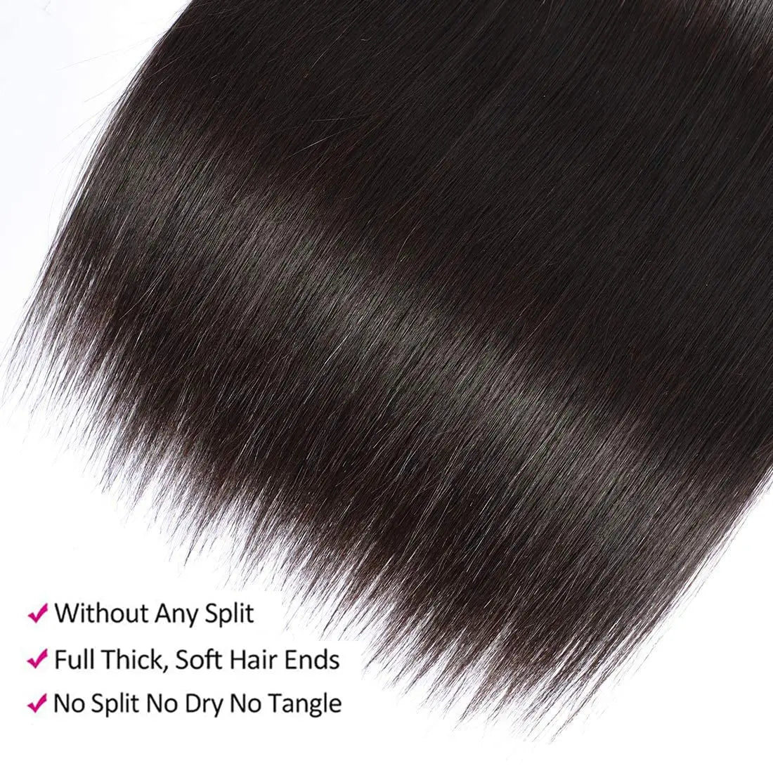 Straight Human Hair Bundles with Closure 100% Unprocessed Brazilian Human Hair 3 Bundles with Frontal 4x4 Closure with Baby Hair