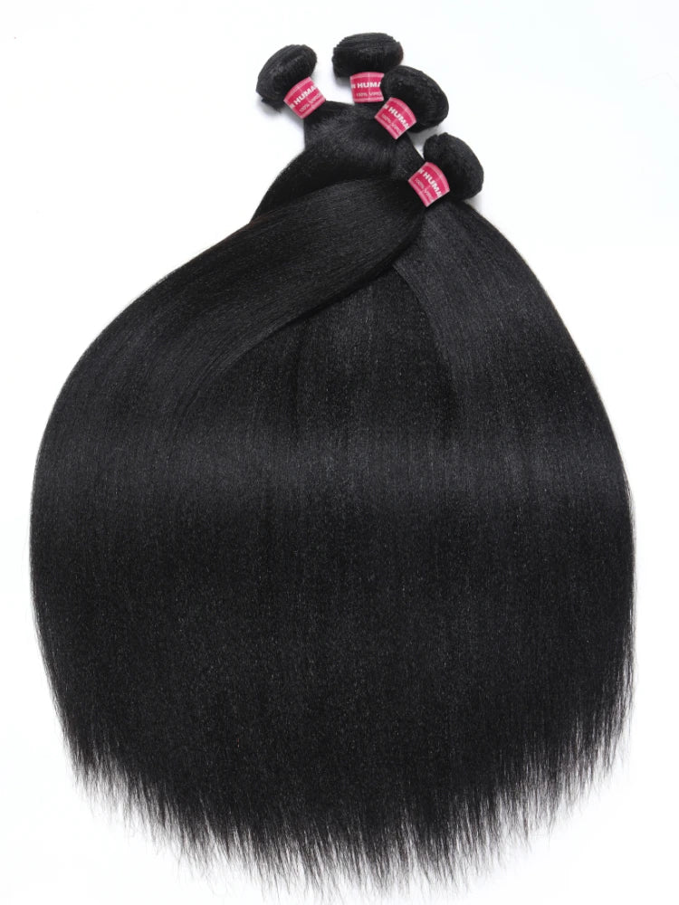 Beautyforever Real Natural 100% Human Hair Bundles Yaki Straight High Quality Brazilian Remy Human Hair Weft 3 Bundles