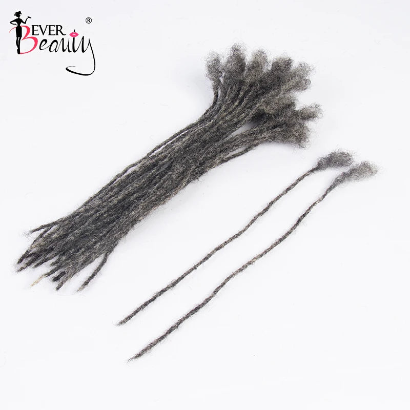 Dreadlocks Human Hair Strand Salt And Pepper Microlocks Bulk Crochet Braid Hair Loc Extension 0.2cm Kinky Curly Braiding Bundles